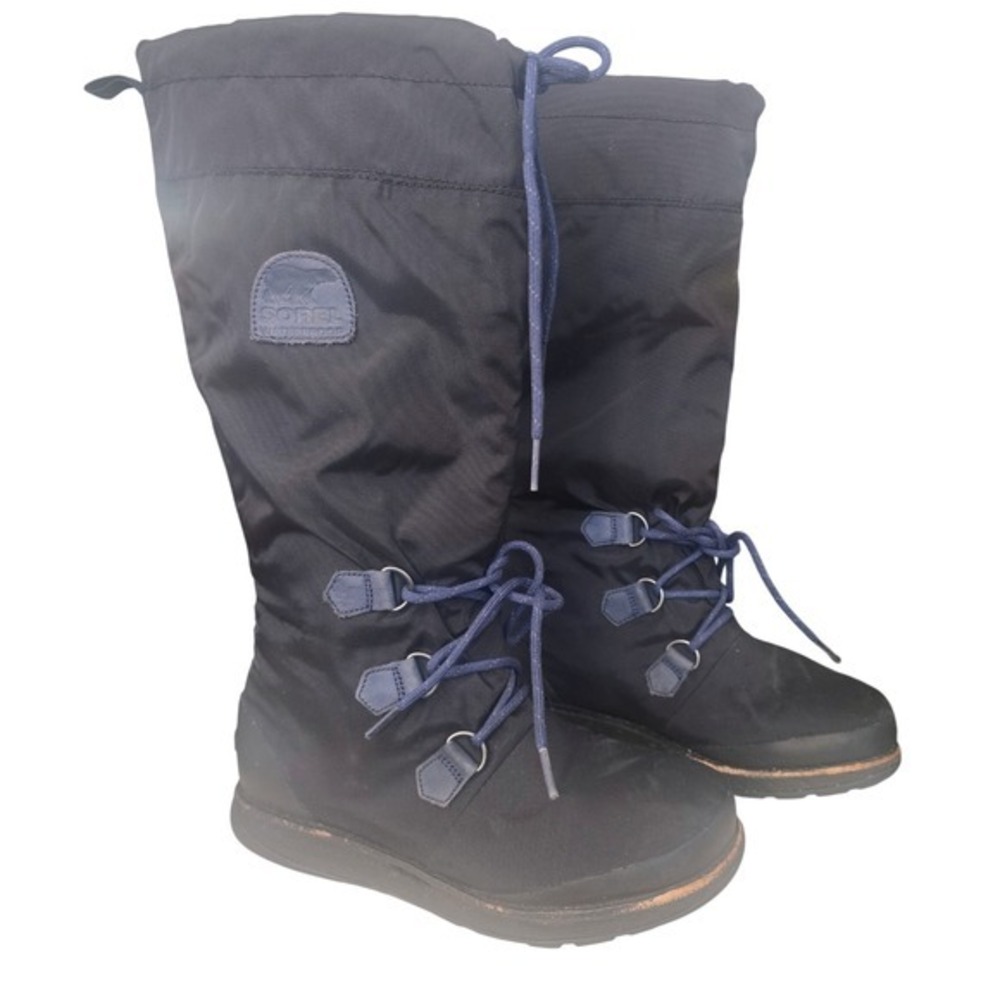 Sorel Waterproof‎ Winter Boots Black Tall Lace Up Snow Boots Size 6.5